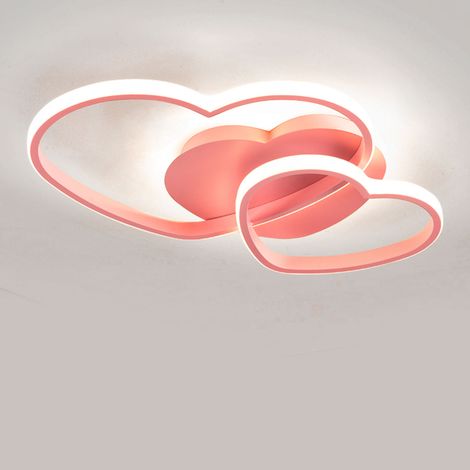 Plafonnier LED rose de 26W avec télécommande, luminaire de plafond réglable en intensité en forme de cœur avec fonction minuterie, Luminaire (1/5)