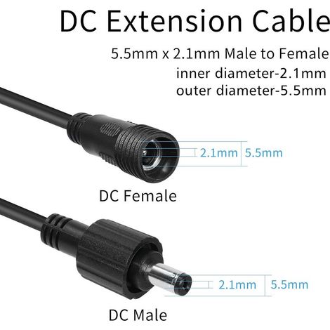 DC-Verlängerungskabel IP65 wasserdicht, DC 5,5 mm x 2,1 mm Stecker auf Buchse, Stromverlängerungskabel für Gartenbeleuchtung, Gartenwegeleuchten (1/5)