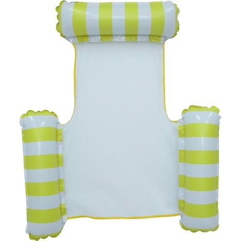 Chaise Longue Gonflable Pliable 3 Tubes, Fauteuil de Plage avec Dossier, Transat Flottant Jaune pour Piscine et Mer-KZQ
