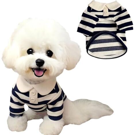 Chemises pour Chiens Polo d'été à Rayures pour Petits Chiens T-Shirt à Manches Courtes Respirant Vêtements pour Animaux Filles et Garçons-L (1/5)