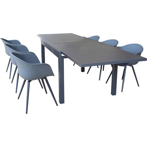 JERRI - set tavolo in alluminio cm 135/270 x 90 x 75 h con 6 Poltrone Dynamo (1/5)