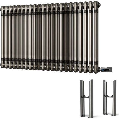 Alpha - Raw Metal Column Electric Radiator H600mm x W988mm 2 Column 900w Thermostatic WIFI - Feet Included