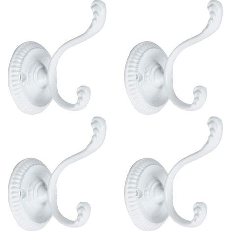 CCYKXA 4pcs Coat Hook Wall Mounted Robe Towel Hook Bathroom Kitchen Door Hook Zinc Alloy with Screws White (1/5)