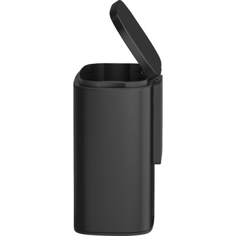 Wenko – Poubelle murale 5 litres – Montage sans perçage Turbo-Loc® – Couvercle automatique – Acier laqué noir – Dimensions 21,5x29,5x19cm (1/6)