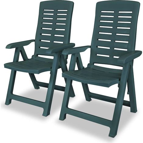 Lot de 2 Chaises de jardin inclinables - Chaises d'extérieur pour terrasse/jardin Plastique Vert BV556493 - BonneVie (1/5)