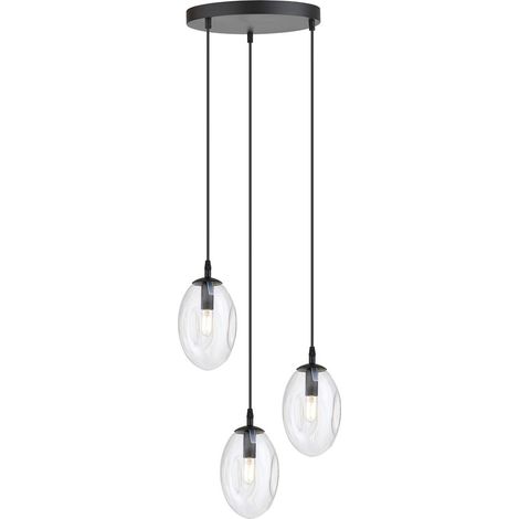 Lampada a Sospensione Astral, Acciaio verniciato a polvere, Vetro, Nero, 40x100x40 cm (1/5)