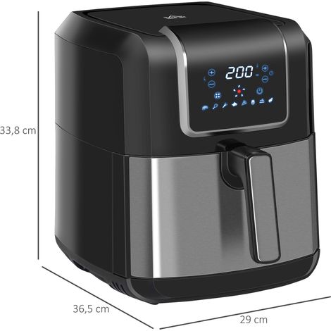 Friteuse à air chaud 6,5 L 1700 W avec 8 programmes, écran tactile LED, température réglable, minuterie et panier antiadhésif, 36,5 x 29 x 33,8 cm, noire (1/5)