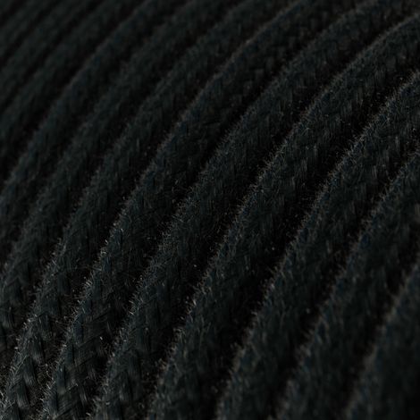 Creative-Cables Cavo elettrico rivestito in tessuto, 2 x 0,75 mm², 1 m, Nero Carbone RC04, Rotondo, Cotone (1/3)