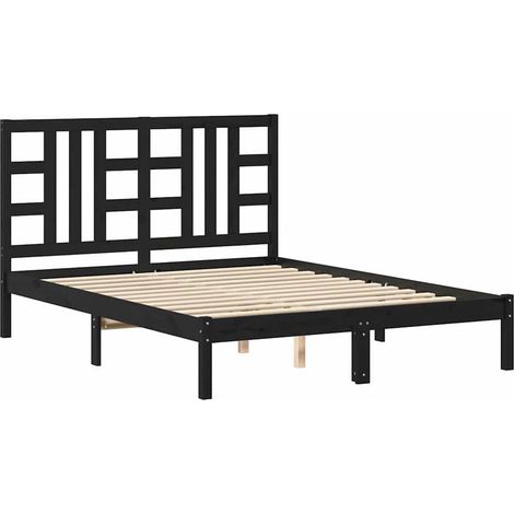 Maison Exclusive - Estructura de cama de madera maciza negra 140x (1/5)
