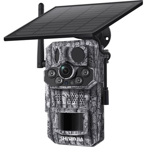Caméra de Chasse Solaire 4G 2K 3MP avec GPS & Vision Nocturne Infrarouge 25m, IP66 Étanche, Interphone Bidirectionnel & Alerte Anti-intrusion, Détection Animale pour Surveillance Extérieure en Forêt-K
