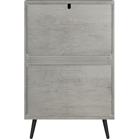 Zapatero independiente gris de 60 cm con 2 puertas abatibles y diseño acanalado (1/5)