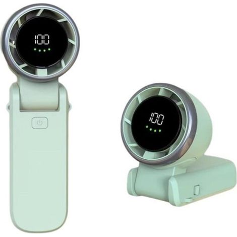 Ventilateur Portable - Turbine 13000 Tr/Min - Batterie 3600 mAh - Suspendu Au Cou - Vert - 1 Pièce (1/3)