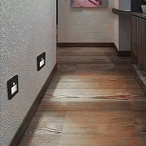 Éclairage d'escalier à détecteur de mouvement, éclairage de luxe à détecteur de mouvement, veilleuse LED encastrée, éclairage d'escalier pour couloir, éclairage à détecteur de mouvement noir, modèle b (1/5)