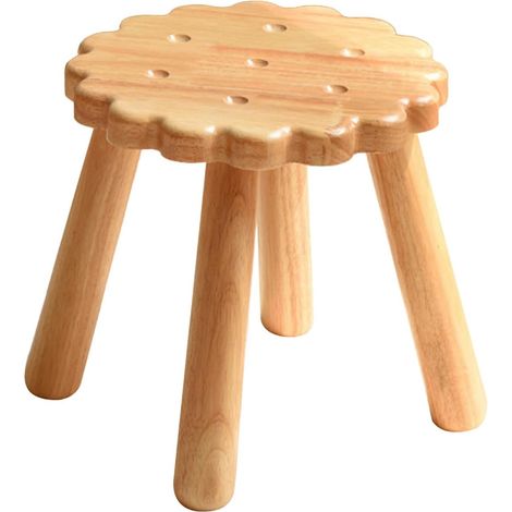 Tabouret en Bois Massif pour Garçon et Filles et Adultes, Siège Stable Pieds Renforcés, Surface Épaisse 25 Mm, Tabouret Polyvalent pour Salle de Bain, la Cuisine et Salon, Meuble (1/5)