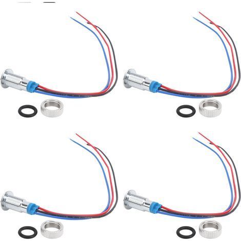 4 Kits de LEDs Rondes Pré-câblées 2 Couleurs Étanches Luminaires Métalliques Cathode Commune 8mm 36V (Rouge et Jaune) (1/5)