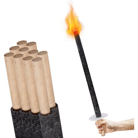 Randaco 50x Antorcha de jardín 42cm Antorchas para fiestas Antorchas de cera para bodas Mango largo