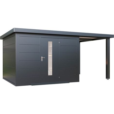 Finnhaus Wolff Metall-Gerätehaus "Thorin 5324", anthrazit, 526 x 240 cm (1/5)
