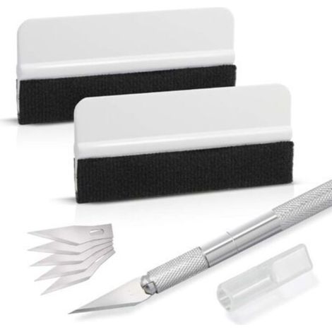 Kit de Raclettes Accessoires Voiture, avec raclette en feutre, couteau pour passe-temps pour Application ou Raclage avec Cutter et Raclettes plastique
