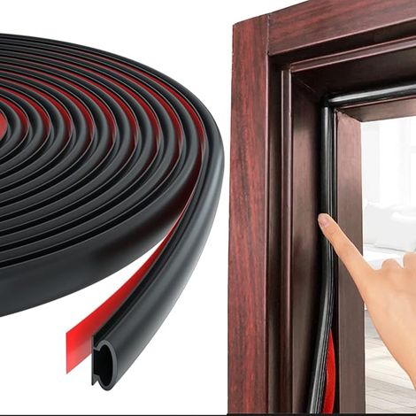Türdichtung Dichtungsband Selbstklebend,Tür Dichtband Wasserdicht Fensterdichtung,Gummidichtung Fenster Abdichtungsband,Türdichtung Unten,Türdichtungen für Türen Fenster Haustür Türrahmen(6M,Schwarz) (1/4)