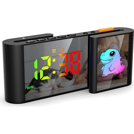 Sveglia digitale, orologio digitale a forma di dinosauro, orologio LED di tipo S, 11 colori dei cartoni animati, dimmer, volume, snooze, luce notturna per comodino, camera da letto, arredamento per la