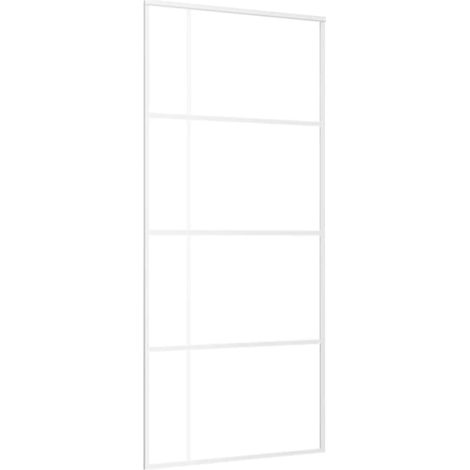Schiebetür aus satiniertem ESG-Glas und Aluminium 90x205 cm Weiß