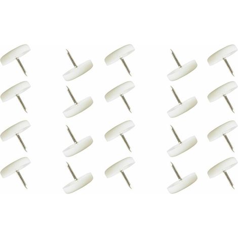 20x embout de pied chaise a clouer D 18mm rond meuble patin guide plastique clou (1/2)