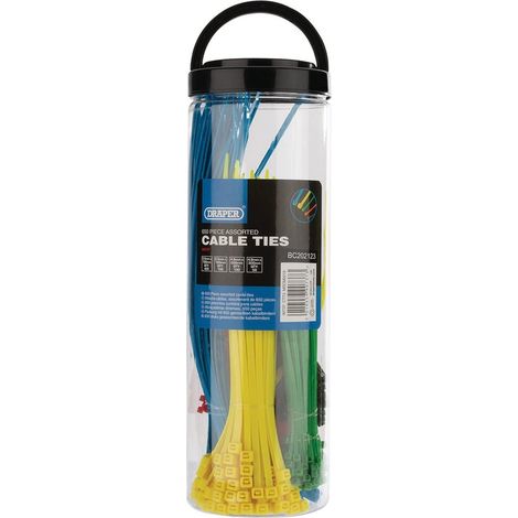 Draper 90737 - Confezione da 650 fascette stringicavo in nylon, colori assortiti