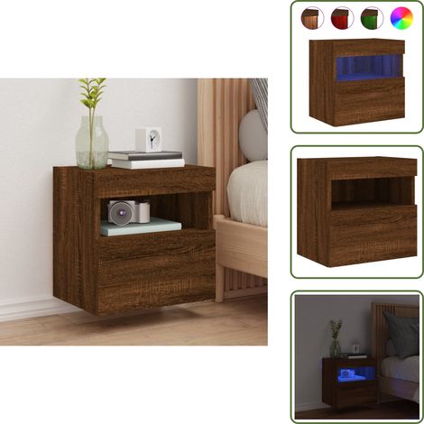 Armadio TV - vidaXL Mobile TV a Parete con Luci LED Rovere Marrone 40x30x40 cm - Armadio a parete