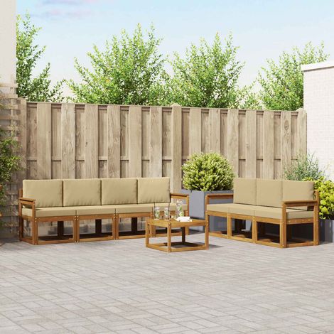vidaXL Outdoor-Sofagarnitur mit Kissen 8 pcs Natur und Beige (1/5)