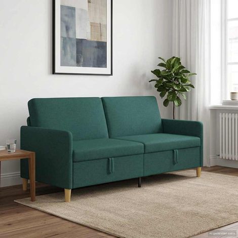 vidaXL Sofá con almacenamiento Verde oscuro 192 x 78 x 87 cm Poliéster (1/5)