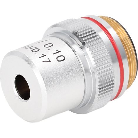 Silbernes 4-fach achromatisches Mikroskopobjektiv, optische Linse mit Standard-20,2-mm-Anschluss, für Laborbeobachtungen und professionelle Anwendungen. (1/5)