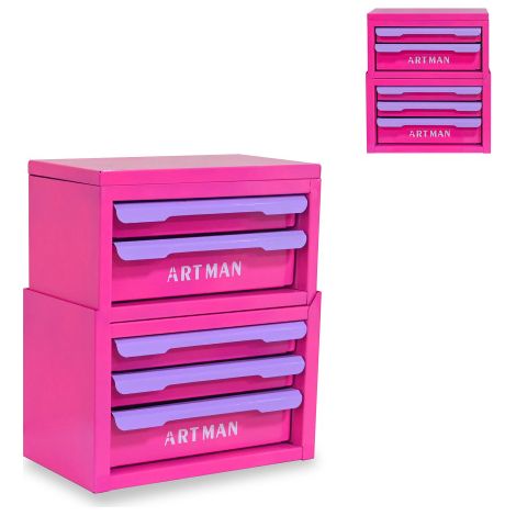 Organizzatore da scrivania a cassetto, strumento magico per riordinare la postazione di lavoro, scaffale per riporre articoli da ufficio, mobiletto per cosmetici – Rosa porpora, 2+3 livelli (1/5)