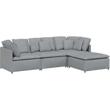 Modulares Sofa mit Fußhocker Kissen Stoff Hellgrau vidaXL (1/5)