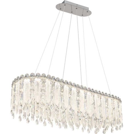 Lampe suspendue lampe de table à manger LED dimmable ressort cristaux télécommande LED H 120 cm