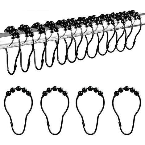 Duschringe aus Edelstahl (12 Stück, schwarz)