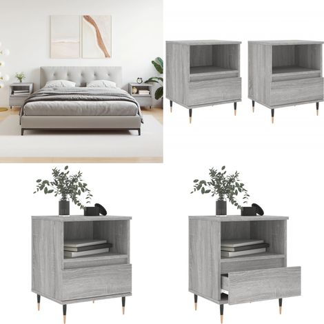 Nachttische 2 Stk. Grau Sonoma 40x35x50 cm Holzwerkstoff - Nachttisch - Kommode - Wohnzimmermöbel - Schlafzimmerschreibtisch - Grau Sonoma - Home & Living
