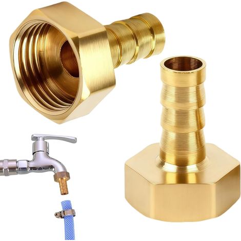 2 PCS Barbed Brass Raccords Laiton Cannelés 10mm x 1/2 PT Femelle, Eau et Butane, Raccord Fileté Résistant à la Corrosion pour Installations Domestiques et Techniques (1/5)