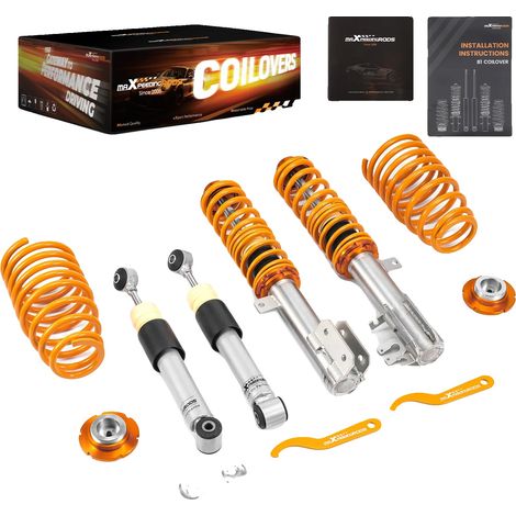 Suspension à double tube avec amortisseurs, Hauteur réglable de 30 mm à 50 mm, Maniement amélioré, Acier haute résistance, Certifié ISO 9001, Compatibilité : Ford Ka Mk2 (2008-2016) (1/5)