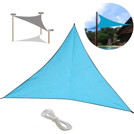 Voile d'ombrage - Imperméable - Triangulaire - 6x6x6m - Protection UV - Bleu (1/4)