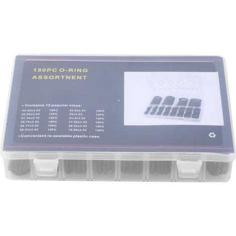 Kit de 180 pcs joints toriques en caoutchouc nitrile, lot d'assortiment pour étanchéité et réparation avec boîte de rangement (1/5)