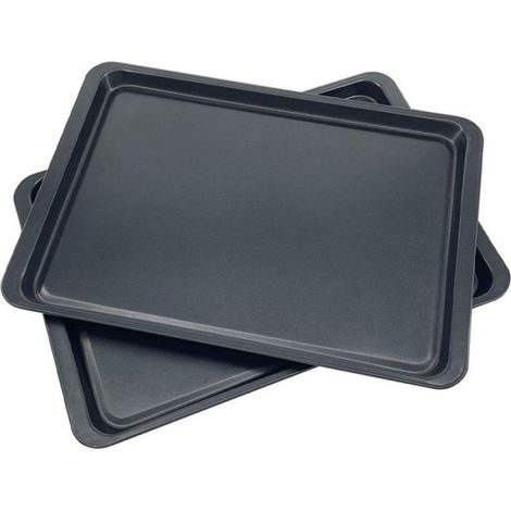 Plaque De Cuisson - Antiadhésive - Rectangulaire - Pour Four Et Grill - 37x25 5x1 6 Cm - Noir - Lot De 2 (1/4)