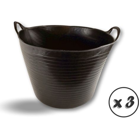 Seau bassine panier souple Récipient multifonction en polyéthylène plastique flexible résistant - Quantité x 3 - Ø45 - 36 litres