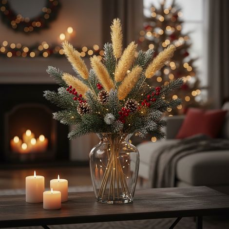 Ramo artificiale pino dorato per decorazioni natalizie, da 60 cm (1/4)