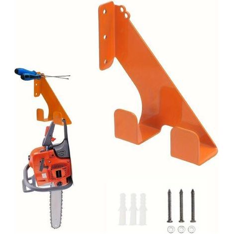 Support mural pour tronçonneuse – Acier robuste – Charge maximale 68 kg – Revêtement caoutchouc orange – Installation facile avec vis incluses-ARCAN (1/5)