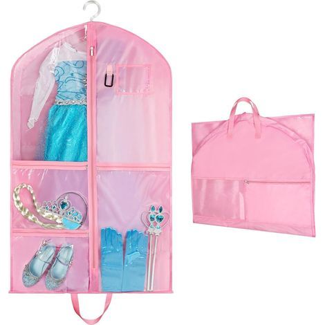 60 100CM Housses Vêtements,Housse Protection pour Vêtements anti Poussière Imperméables avec zip fente d'identification Suspendre Pliables Sac à Respirant pour danseurs les spectacles(Rose) (1/5)
