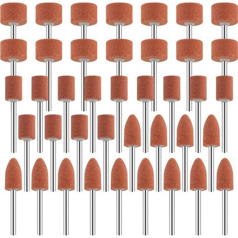 Jeu de 42 Meules en Oxyde d'Aluminium Mèches de Ponage avec Tige de 1/8" Compatible avec Dremel pour Meulage, Polissage ébarbage métaux (1/4)