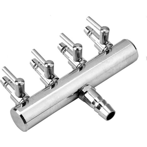 Divisor de flujo de aire para acuario, tanque de peces, válvula de control de aire de acero inoxidable, distribuidor de oxígeno para acuario, accesorios para bomba de aire de tanque de peces (4 vías)  (1/4)