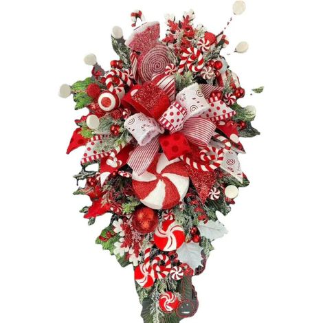 Couronne de Noël pour porte d'entrée, décoration murale de sapin, guirlande festive, ornement de Noël pour fête (1/5)