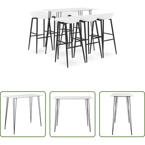 Tabouret de bar - Ensemble de bar 7 pcs Blanc (1/5)