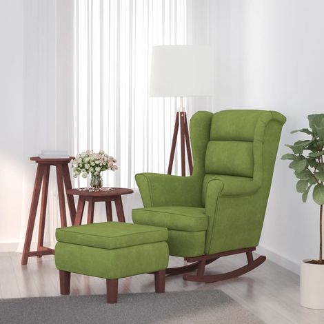 Mecedora con respaldo alto de terciopelo y madera maciza vidaXL